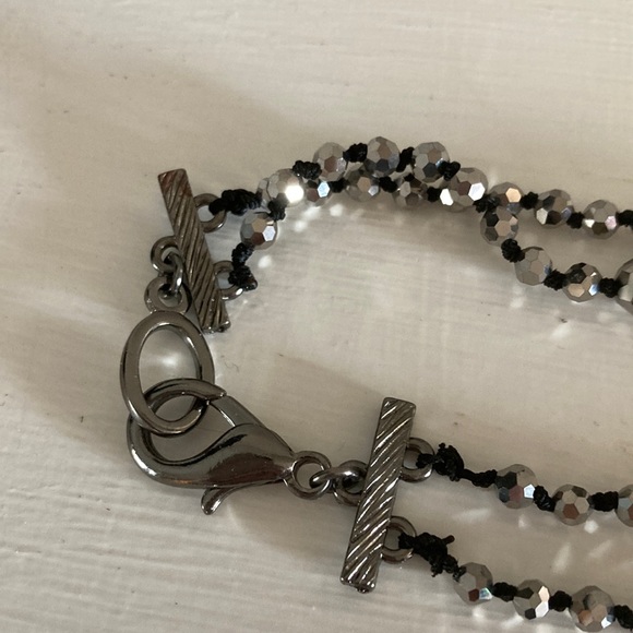 Unique black/gray tone beaded 2-strand necklace - Picture 5 of 6